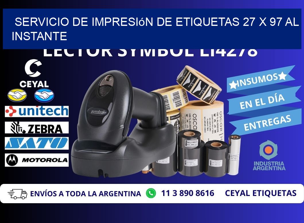 Servicio de Impresión de Etiquetas 27 x 97 al Instante