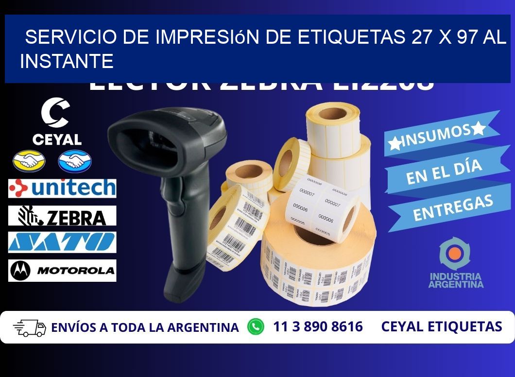 Servicio de Impresión de Etiquetas 27 x 97 al Instante