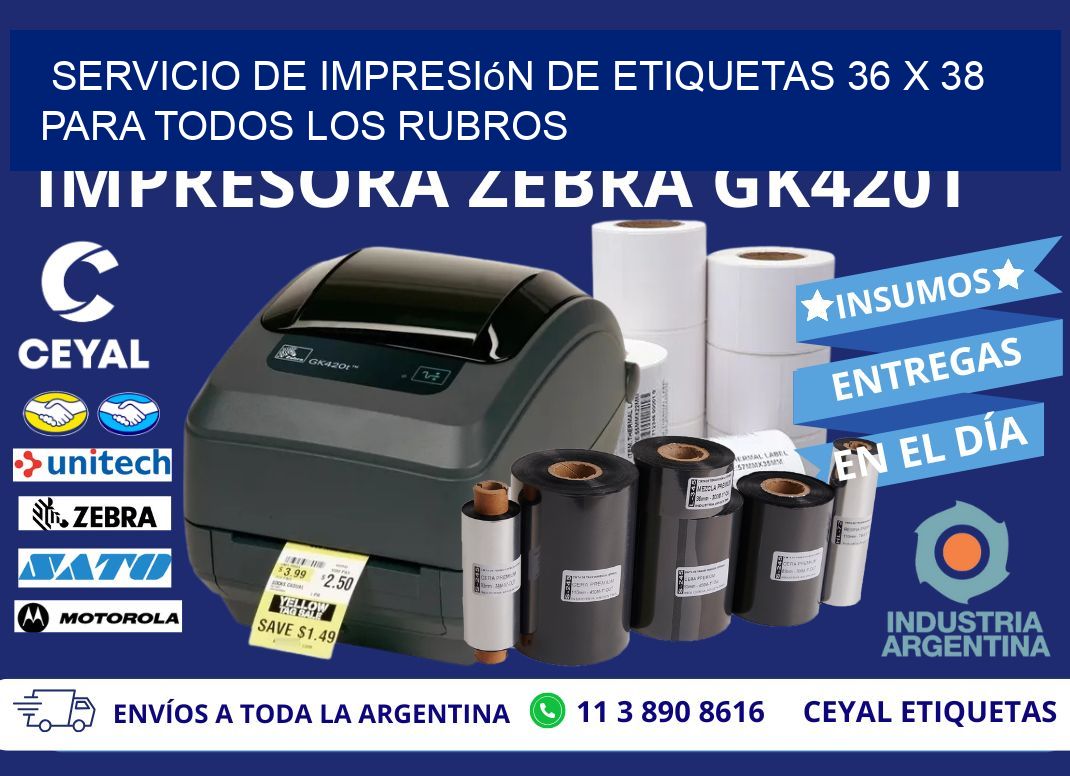 Servicio de Impresión de Etiquetas 36 x 38 para Todos los Rubros