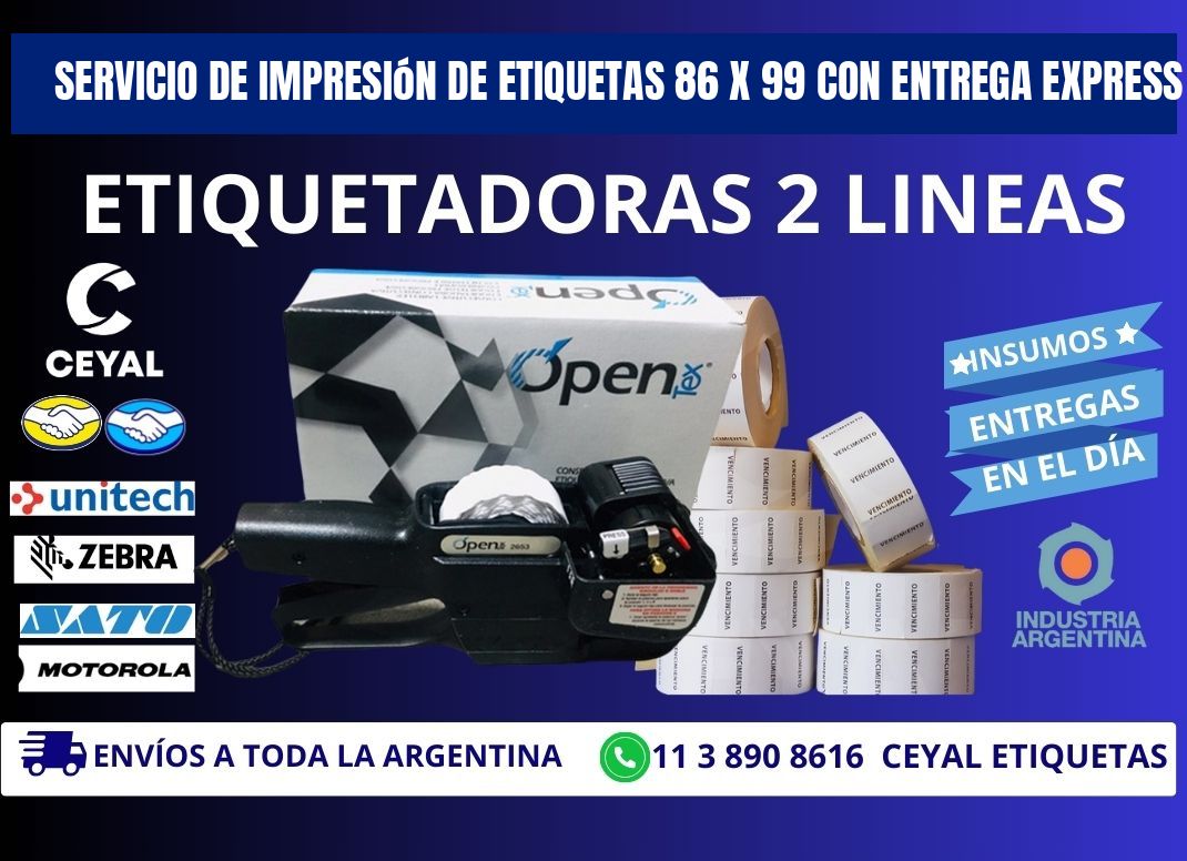 Servicio de Impresión de Etiquetas 86 x 99 con Entrega Express