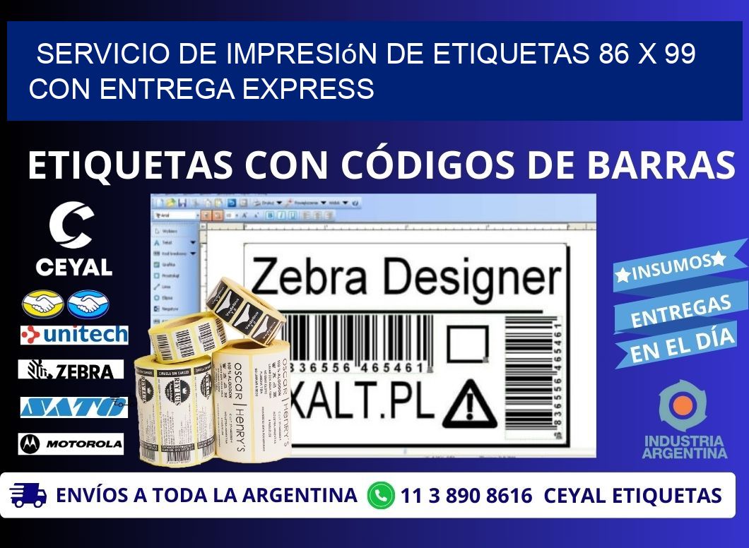 Servicio de Impresión de Etiquetas 86 x 99 con Entrega Express