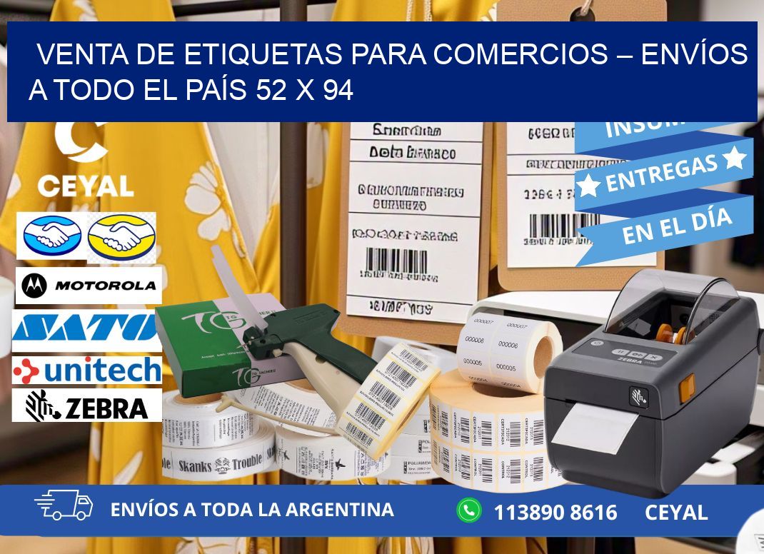 VENTA DE ETIQUETAS PARA COMERCIOS – ENVÍOS A TODO EL PAÍS 52 x 94