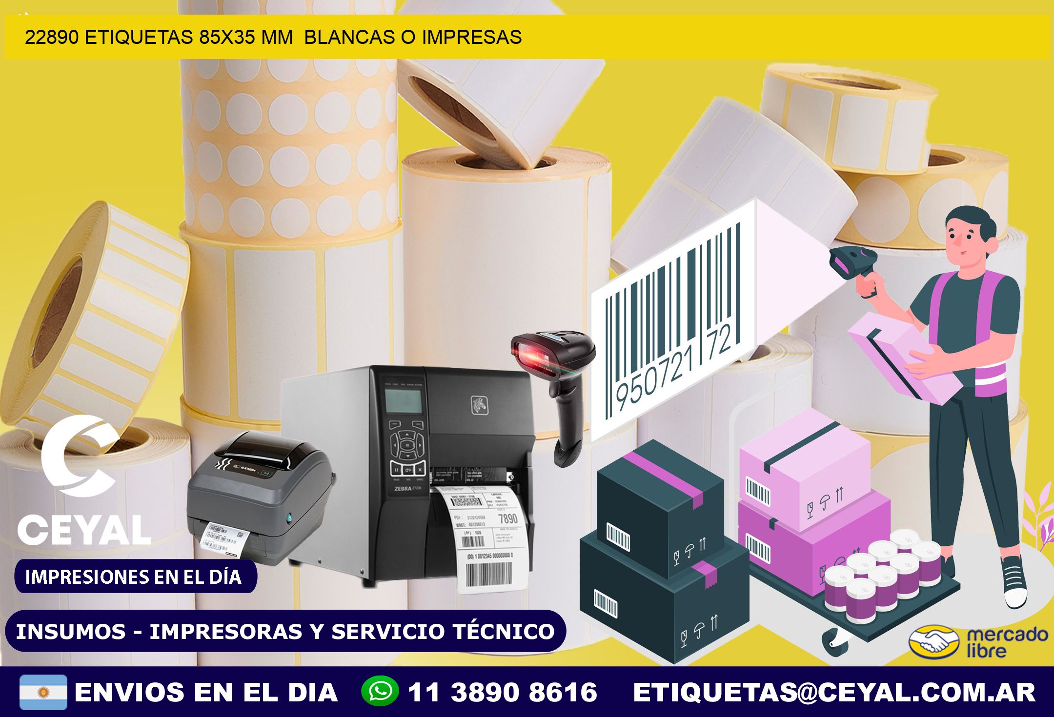 22890 ETIQUETAS 85×35 mm  BLANCAS O IMPRESAS