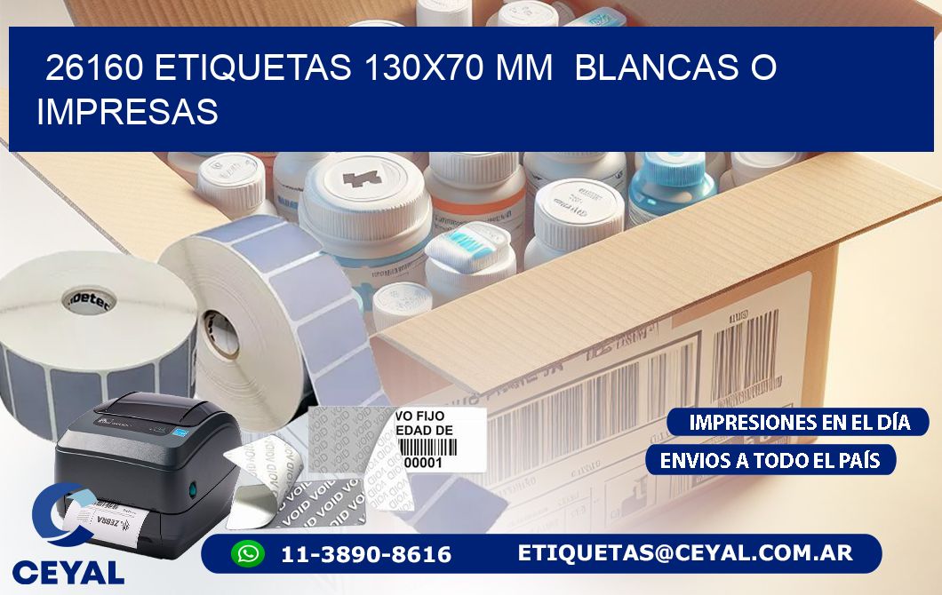 26160 ETIQUETAS 130x70 mm  BLANCAS O IMPRESAS