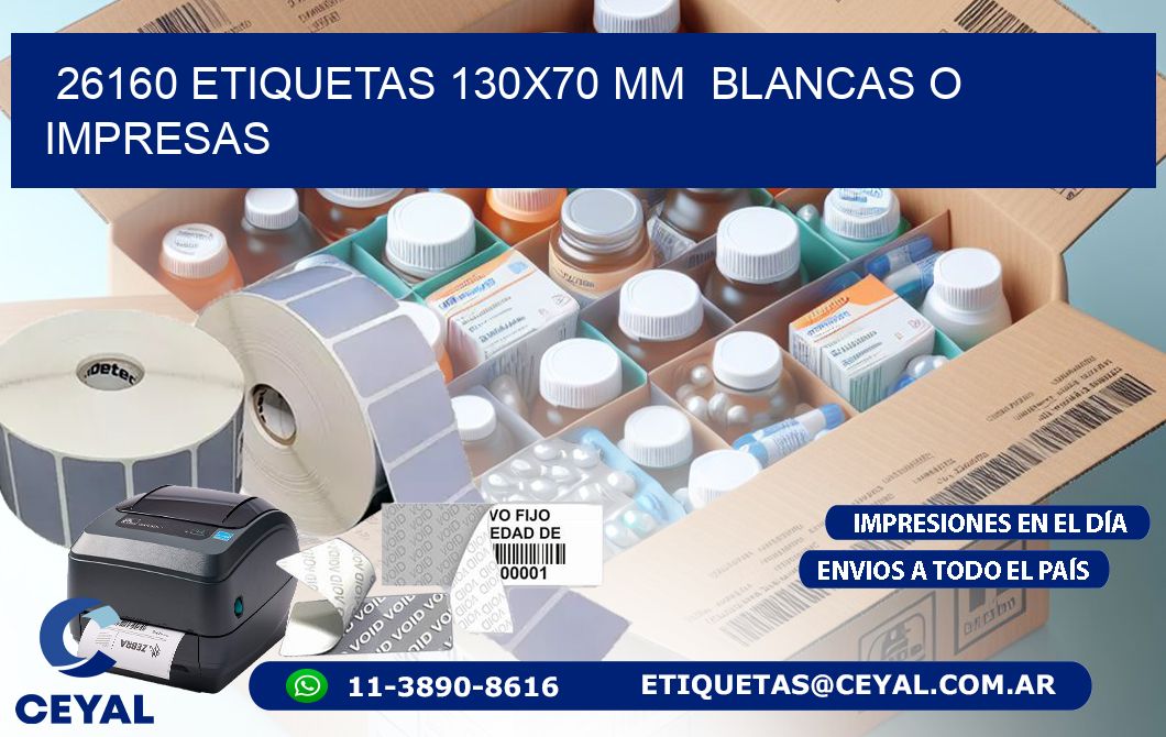 26160 ETIQUETAS 130×70 mm  BLANCAS O IMPRESAS