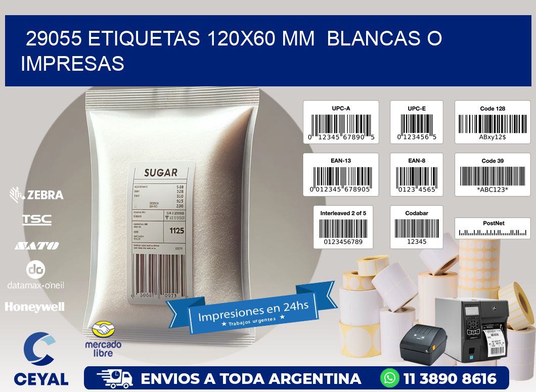 29055 ETIQUETAS 120x60 mm  BLANCAS O IMPRESAS