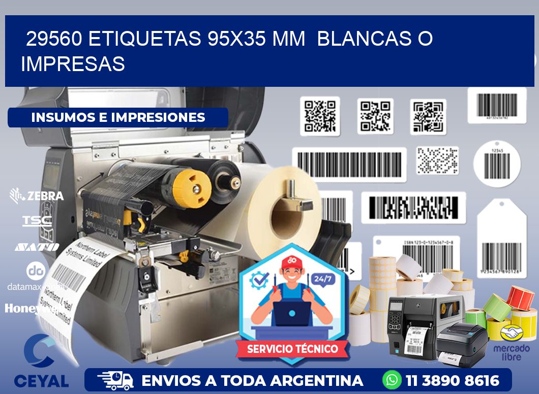 29560 ETIQUETAS 95x35 mm  BLANCAS O IMPRESAS