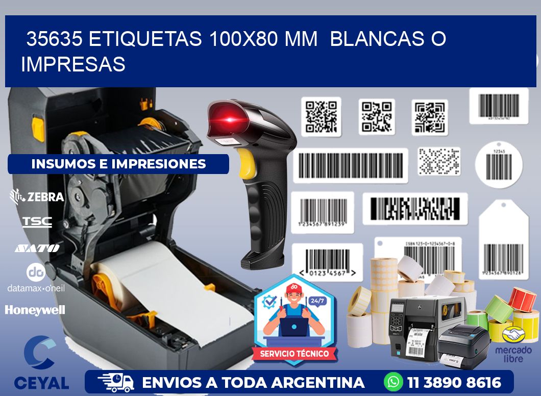 35635 ETIQUETAS 100x80 mm  BLANCAS O IMPRESAS