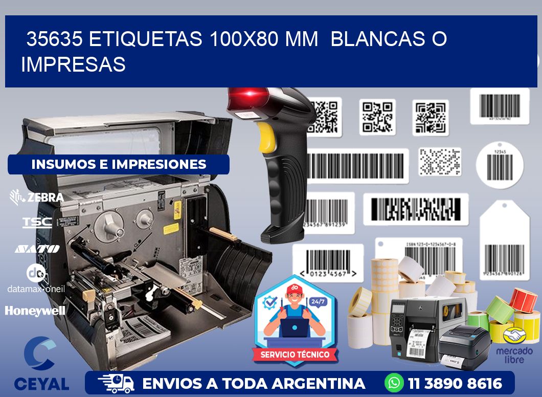 35635 ETIQUETAS 100x80 mm  BLANCAS O IMPRESAS