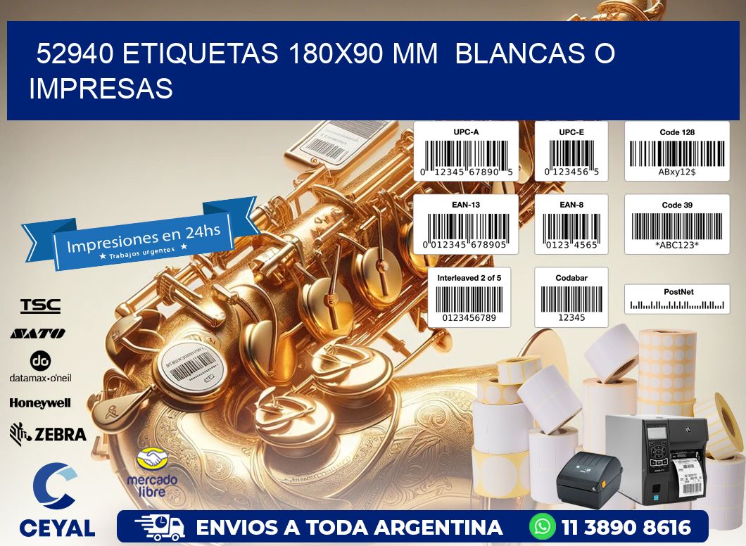 52940 ETIQUETAS 180x90 mm  BLANCAS O IMPRESAS