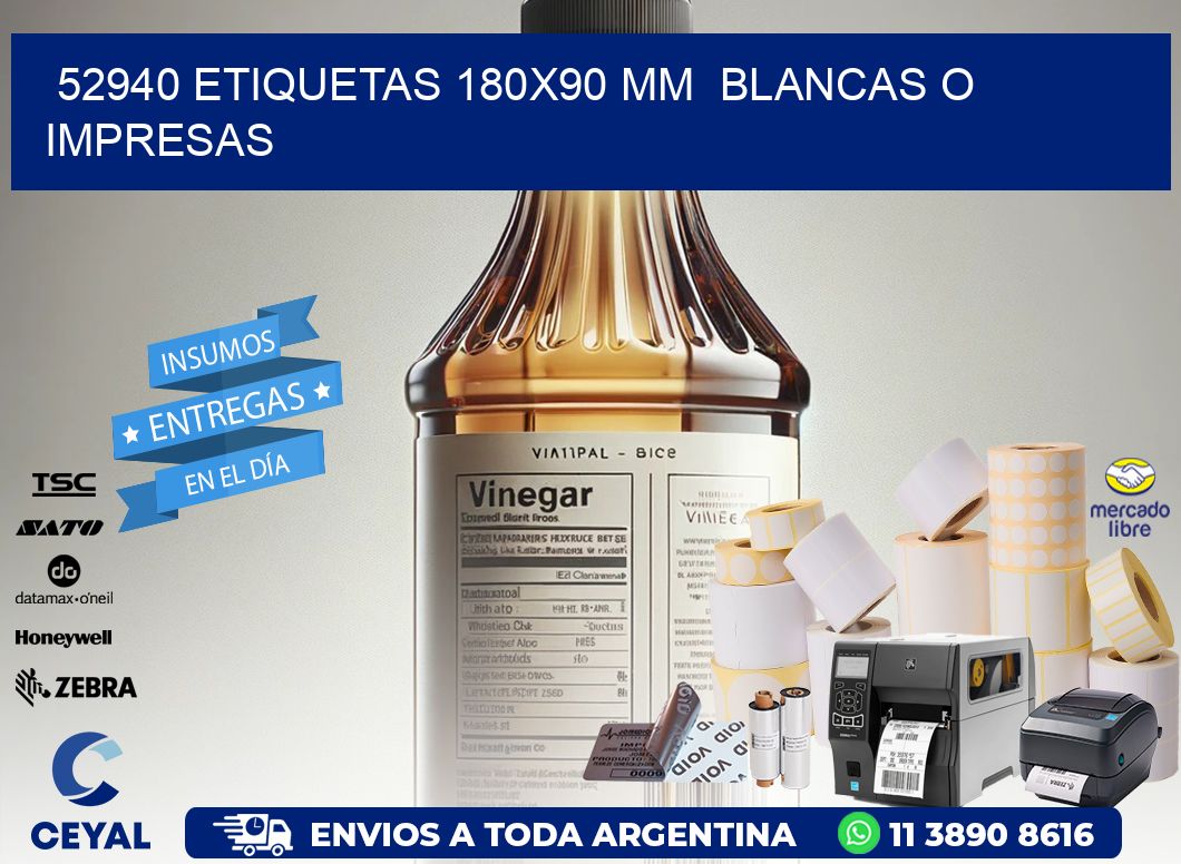 52940 ETIQUETAS 180x90 mm  BLANCAS O IMPRESAS