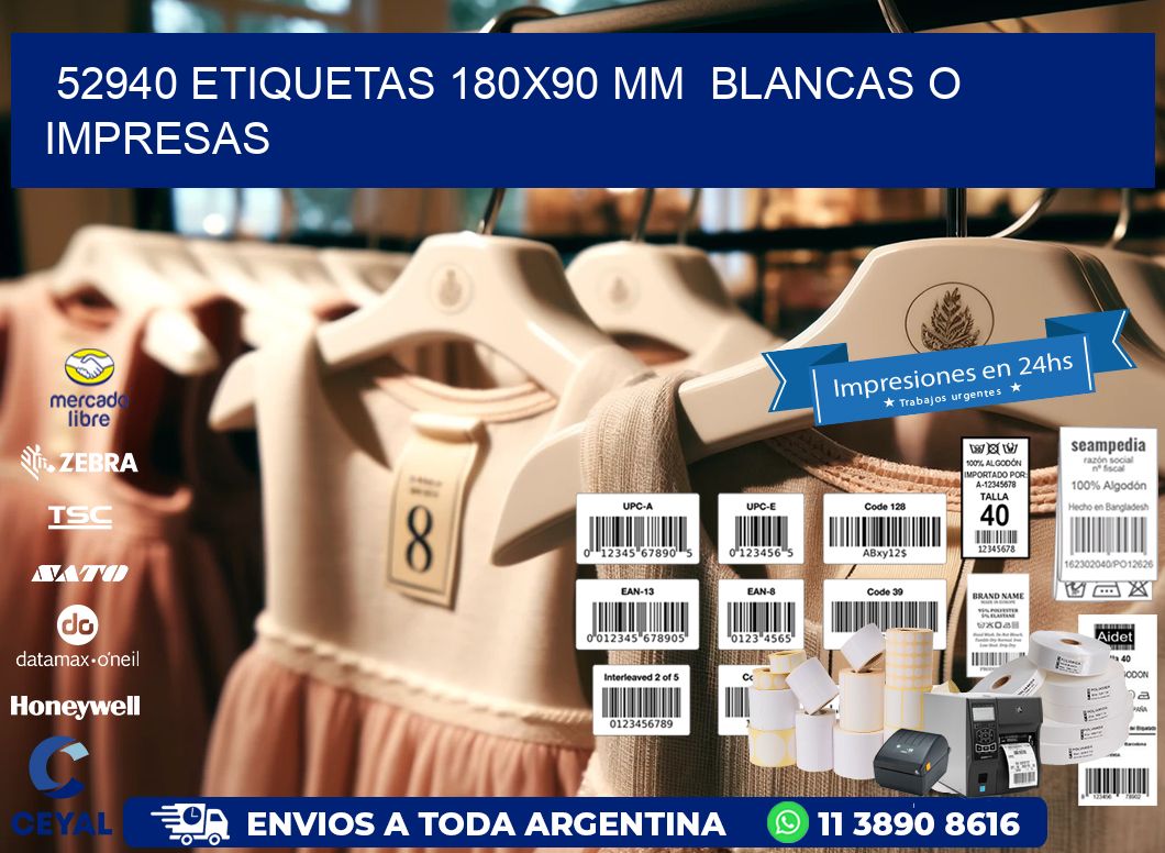 52940 ETIQUETAS 180x90 mm  BLANCAS O IMPRESAS