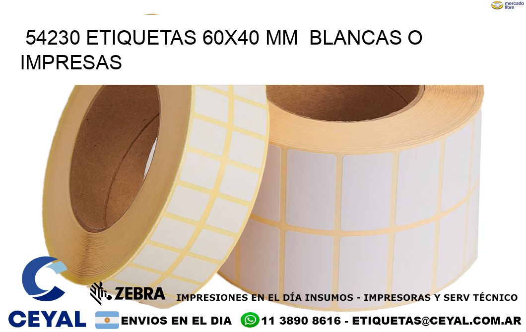 54230 ETIQUETAS 60x40 mm  BLANCAS O IMPRESAS