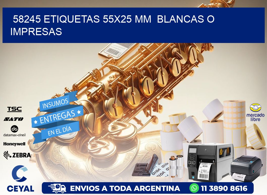 58245 ETIQUETAS 55x25 mm  BLANCAS O IMPRESAS