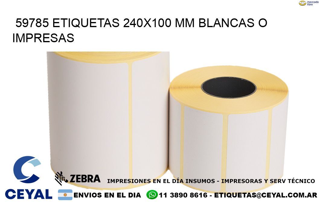 59785 ETIQUETAS 240x100 mm BLANCAS O IMPRESAS