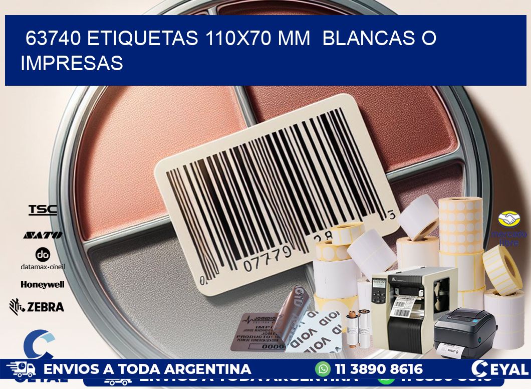 63740 ETIQUETAS 110×70 mm  BLANCAS O IMPRESAS