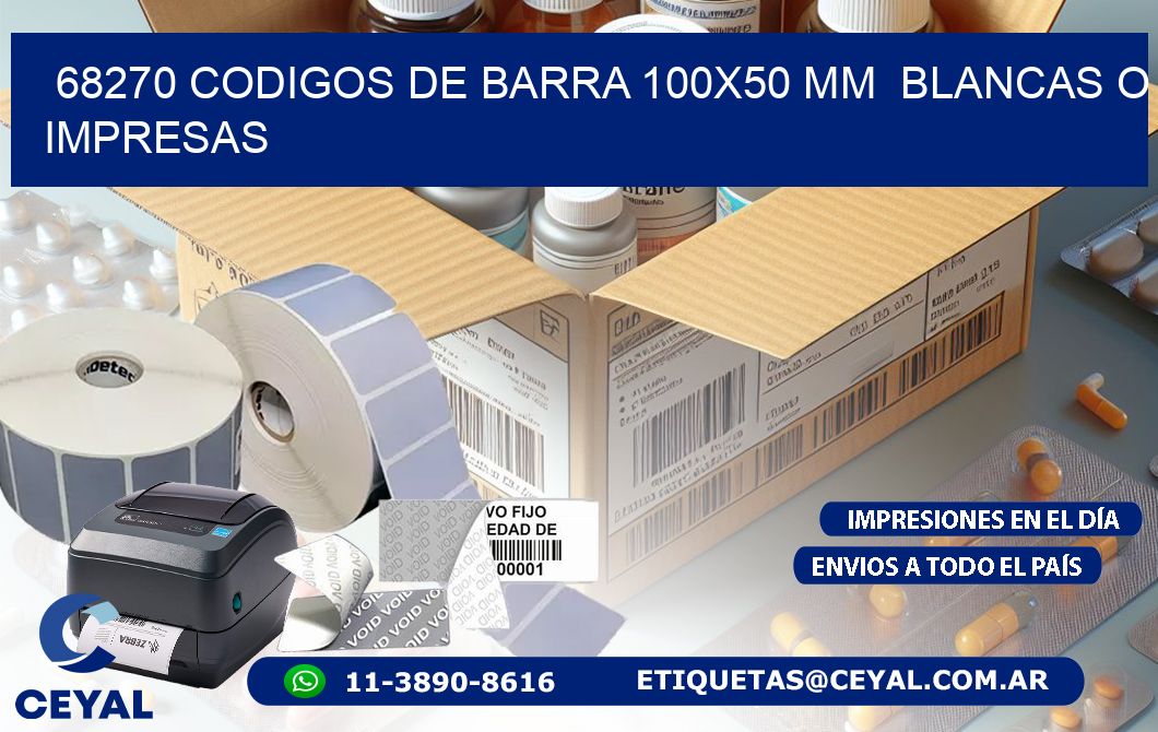 68270 CODIGOS DE BARRA 100x50 mm  BLANCAS O IMPRESAS