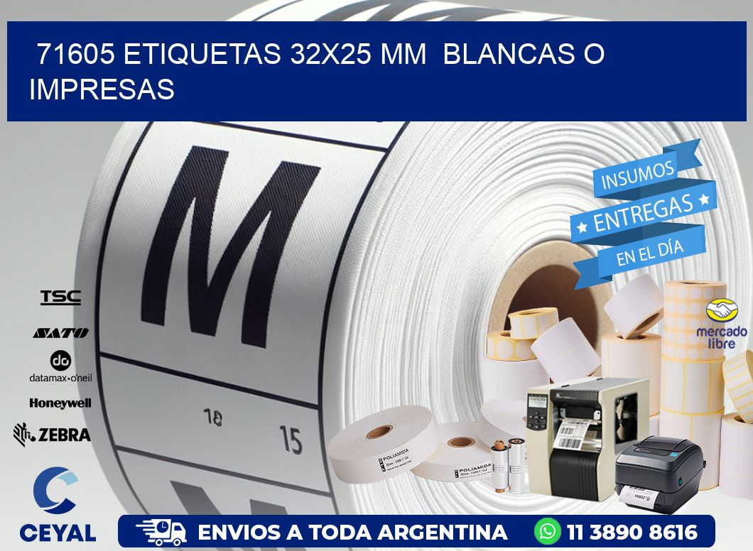 71605 ETIQUETAS 32x25 mm  BLANCAS O IMPRESAS