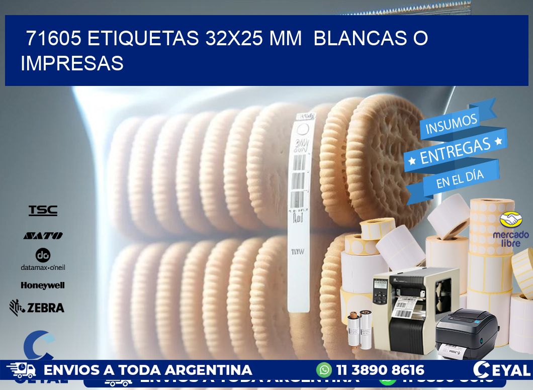 71605 ETIQUETAS 32x25 mm  BLANCAS O IMPRESAS