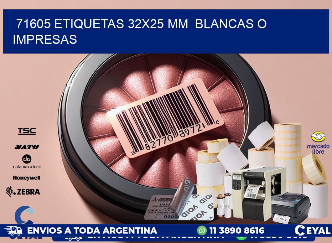 71605 ETIQUETAS 32×25 mm  BLANCAS O IMPRESAS