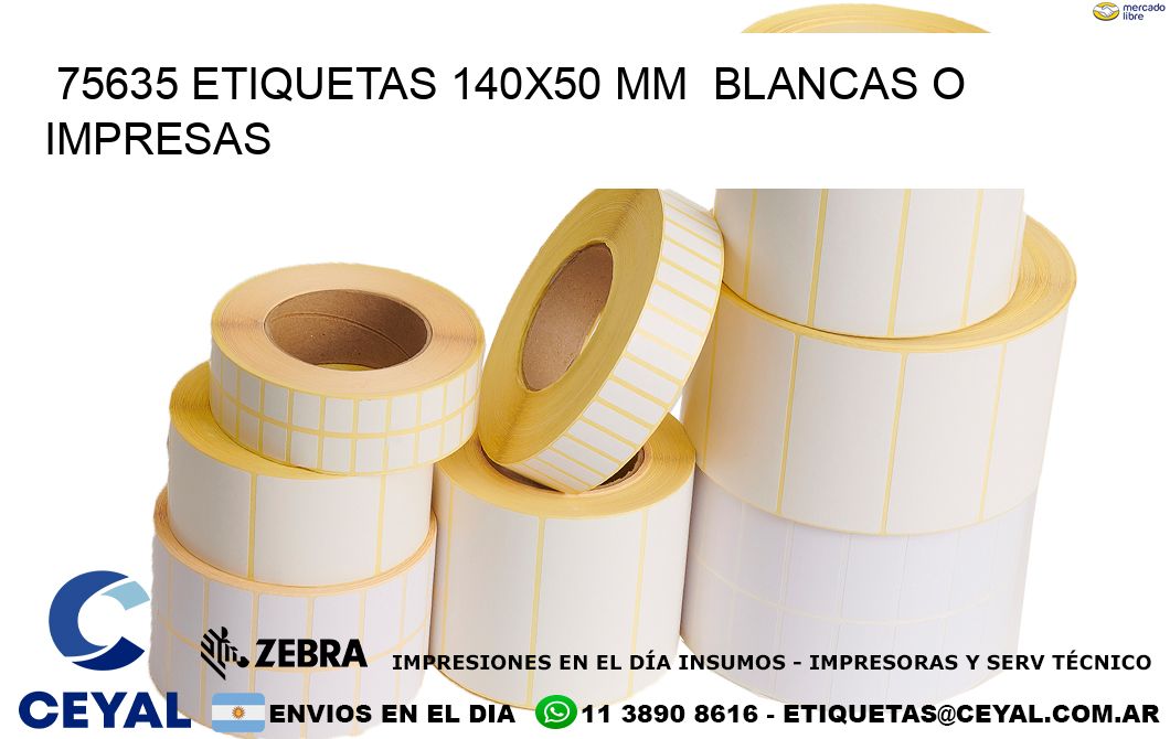 75635 ETIQUETAS 140x50 mm  BLANCAS O IMPRESAS