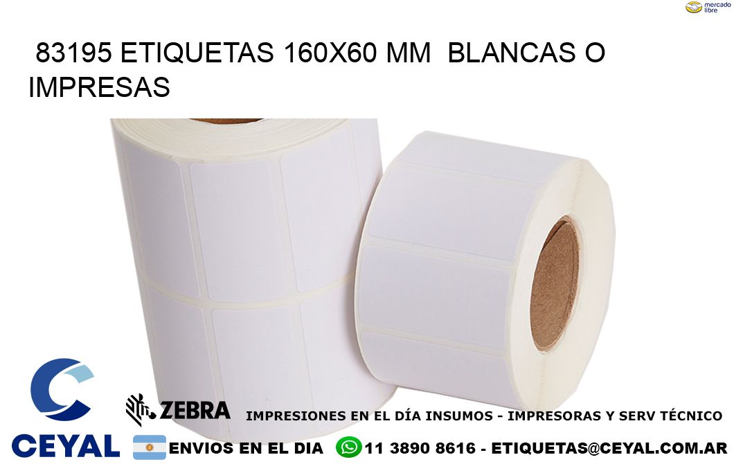 83195 ETIQUETAS 160x60 mm  BLANCAS O IMPRESAS