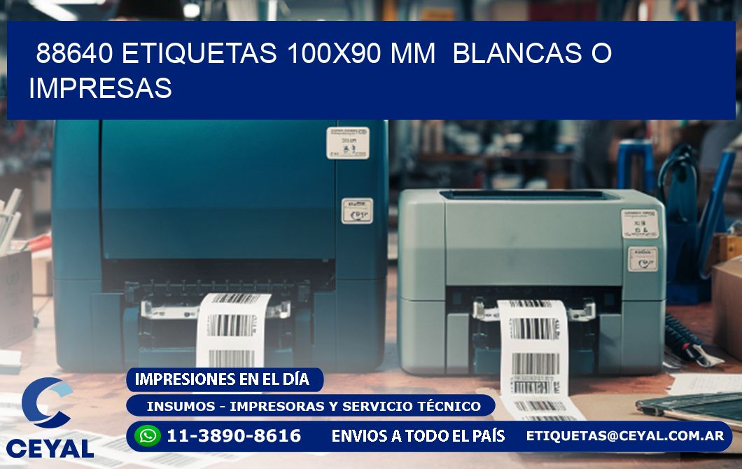 88640 ETIQUETAS 100x90 mm  BLANCAS O IMPRESAS