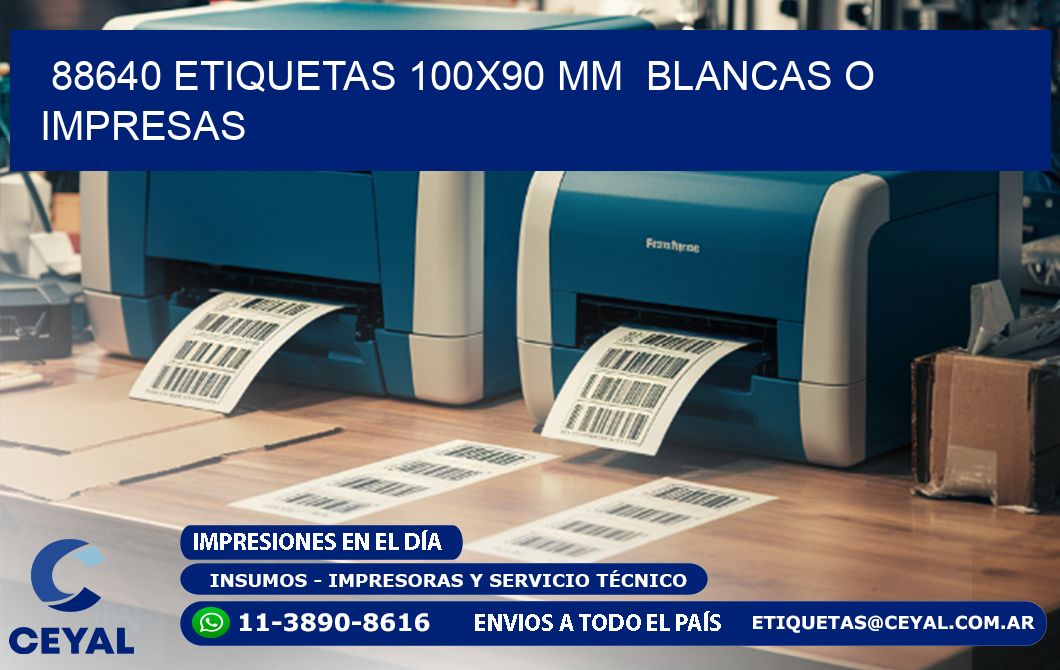 88640 ETIQUETAS 100x90 mm  BLANCAS O IMPRESAS