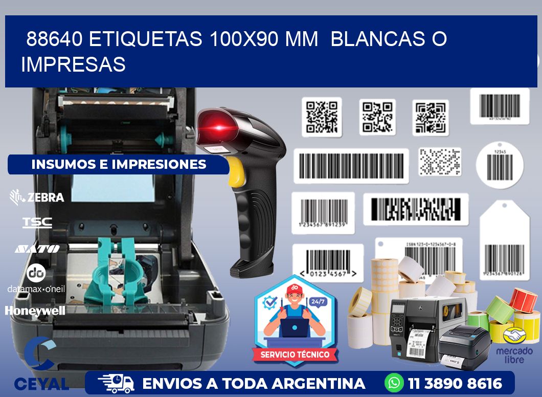 88640 ETIQUETAS 100x90 mm  BLANCAS O IMPRESAS