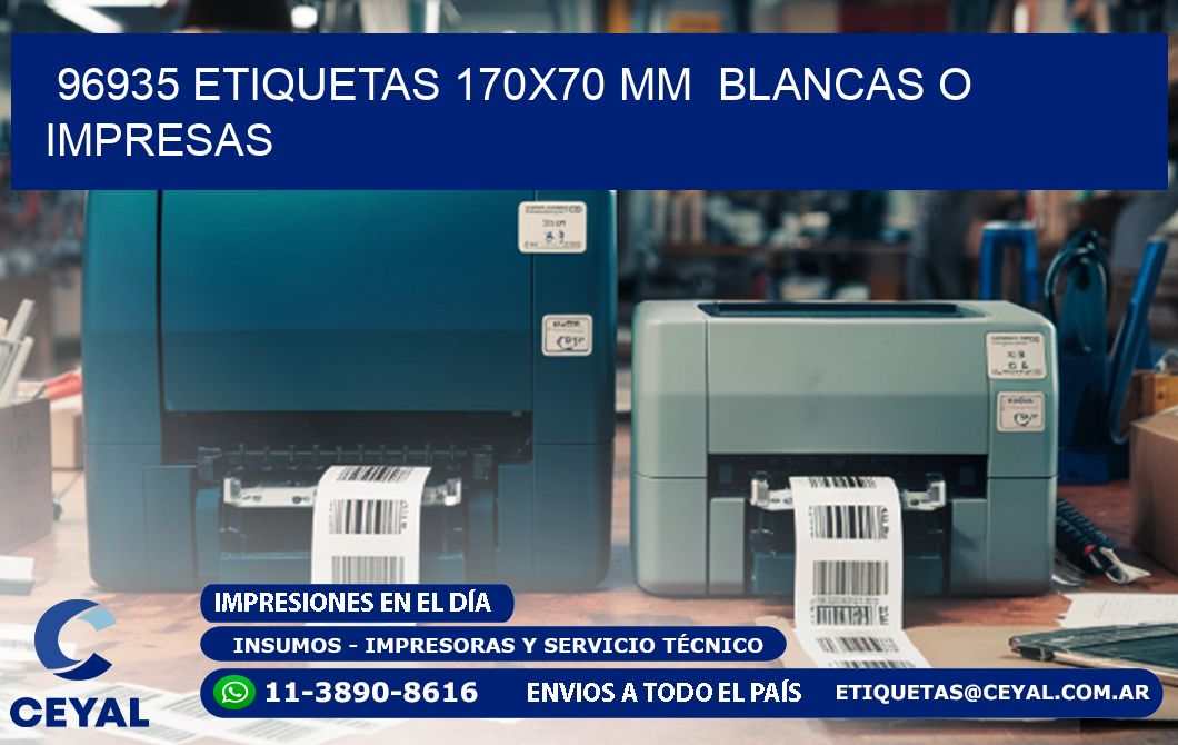 96935 ETIQUETAS 170x70 mm  BLANCAS O IMPRESAS