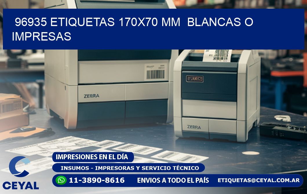 96935 ETIQUETAS 170x70 mm  BLANCAS O IMPRESAS