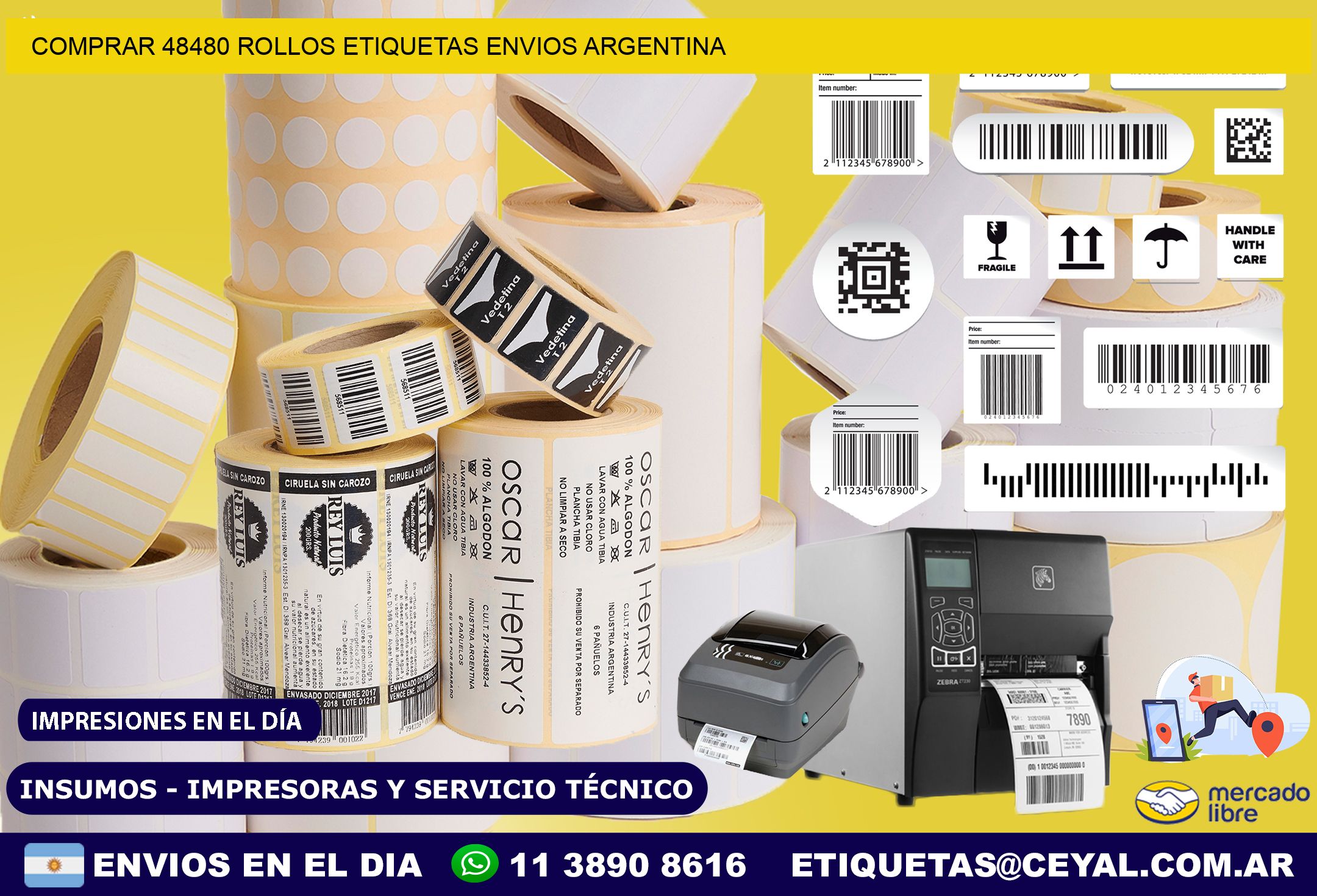 COMPRAR 48480 ROLLOS ETIQUETAS ENVIOS ARGENTINA