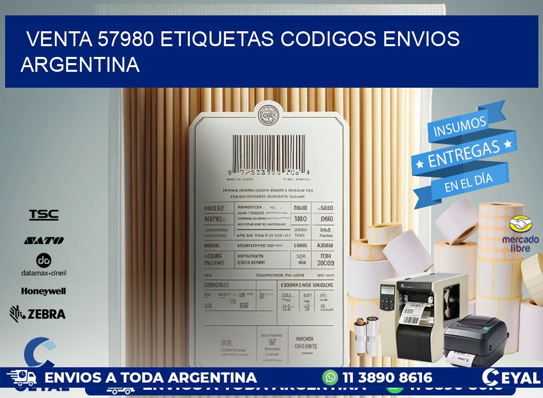 VENTA 57980 ETIQUETAS CODIGOS ENVIOS ARGENTINA